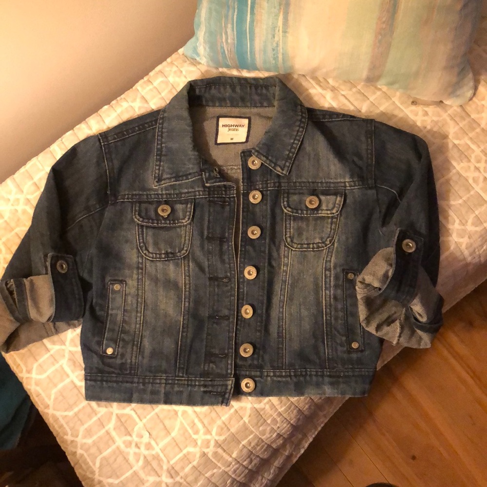 Highway Jeans Cropped denim jacket w/ 3/4 adjustable sleeves
